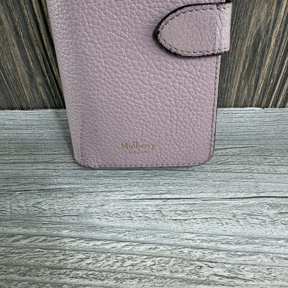 Mulberry iPhone 6 6s 7 Leather Wallet Folio Case Pink Burgundy Card Holder
